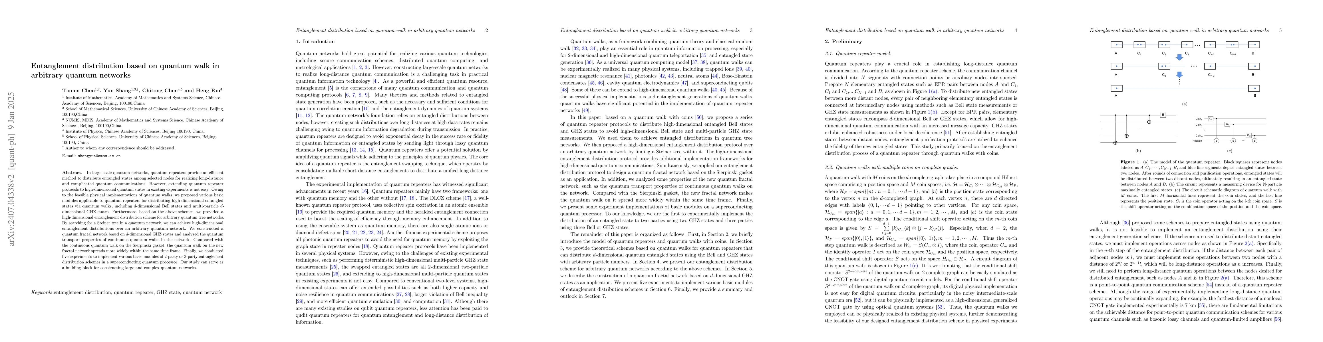 Thumbnail for Entanglement distribution based on quantum walk in arbitrary quantum
  networks