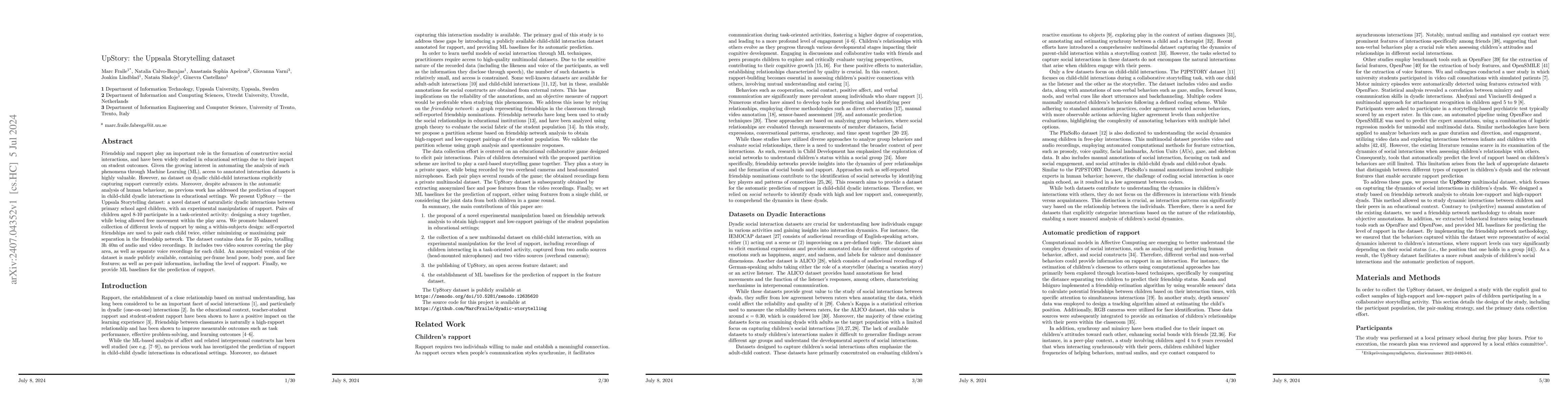 Thumbnail for UpStory: the Uppsala Storytelling dataset