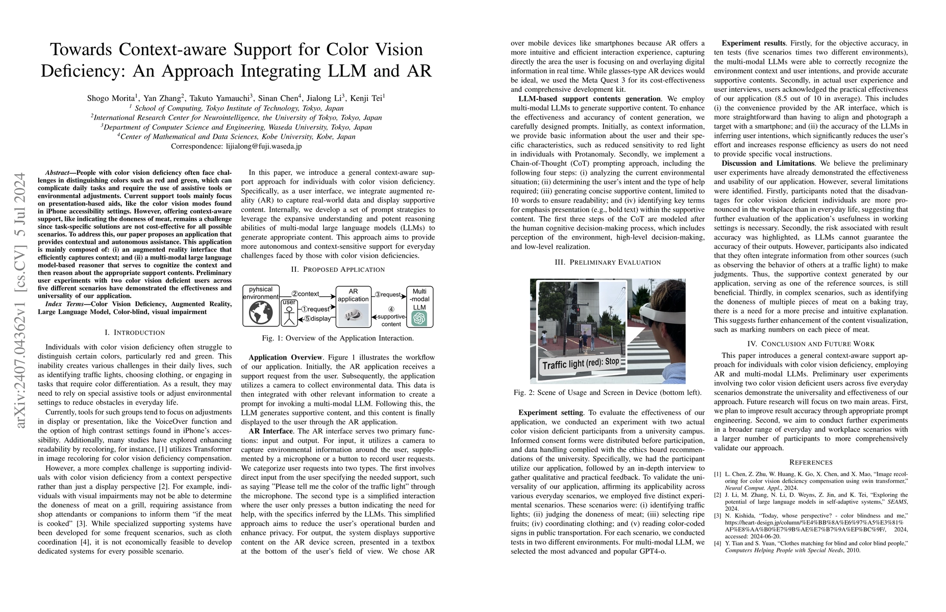 Thumbnail for Towards Context-aware Support for Color Vision Deficiency: An Approach
  Integrating LLM and AR