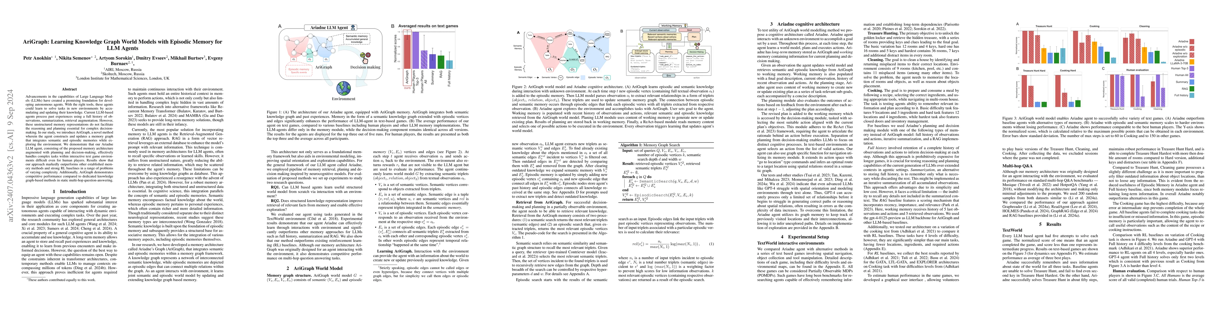 Thumbnail for AriGraph: Learning Knowledge Graph World Models with Episodic Memory for
  LLM Agents