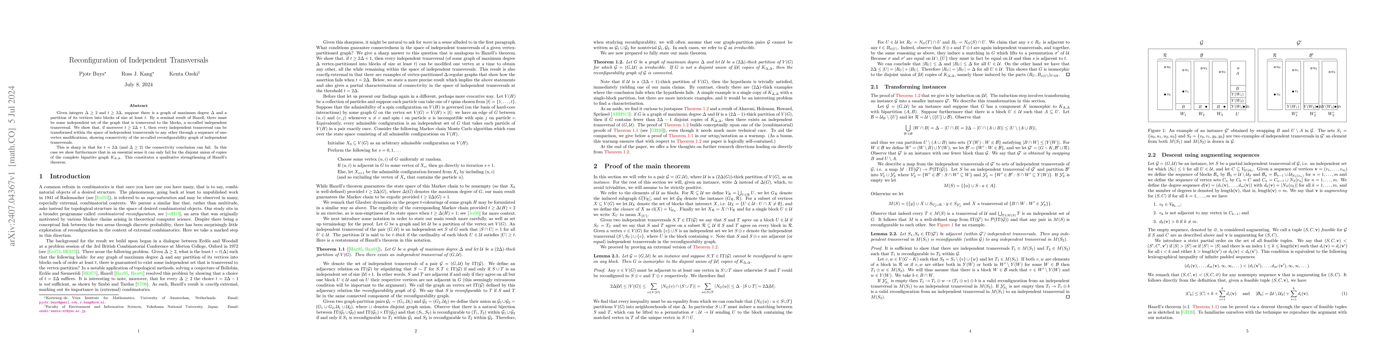 Thumbnail for Reconfiguration of Independent Transversals