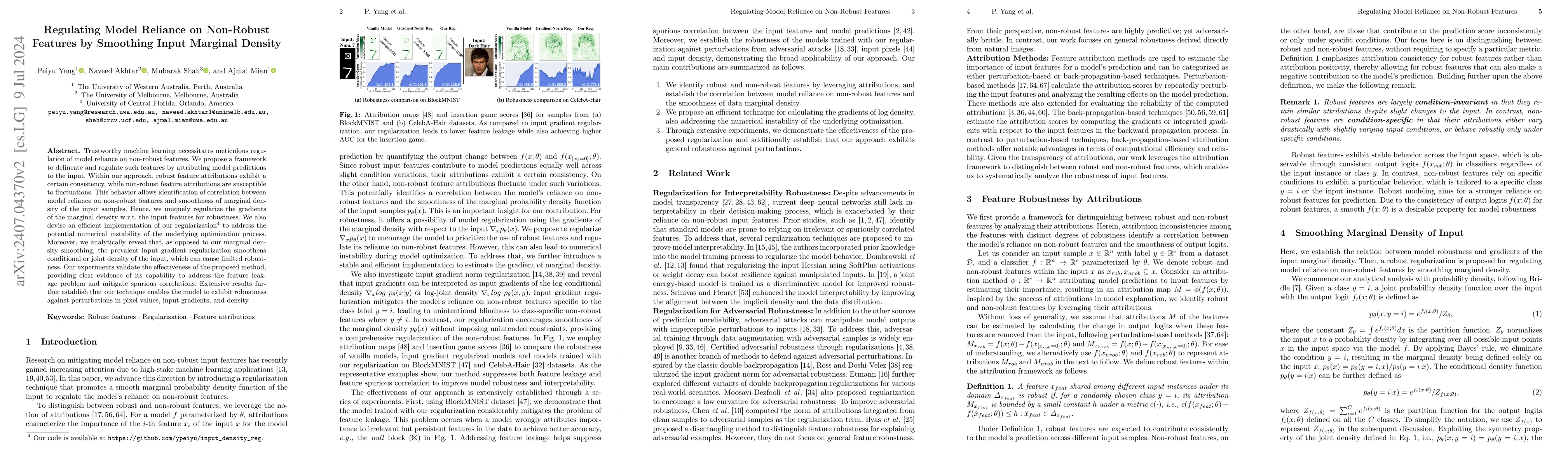 Thumbnail for Regulating Model Reliance on Non-Robust Features by Smoothing Input
  Marginal Density