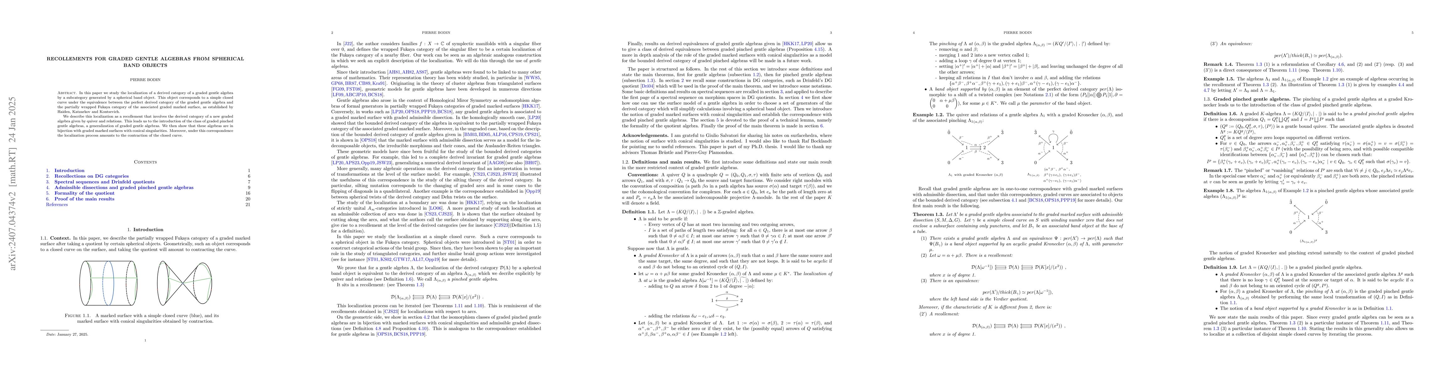 Thumbnail for Recollements for graded gentle algebras from spherical band objects