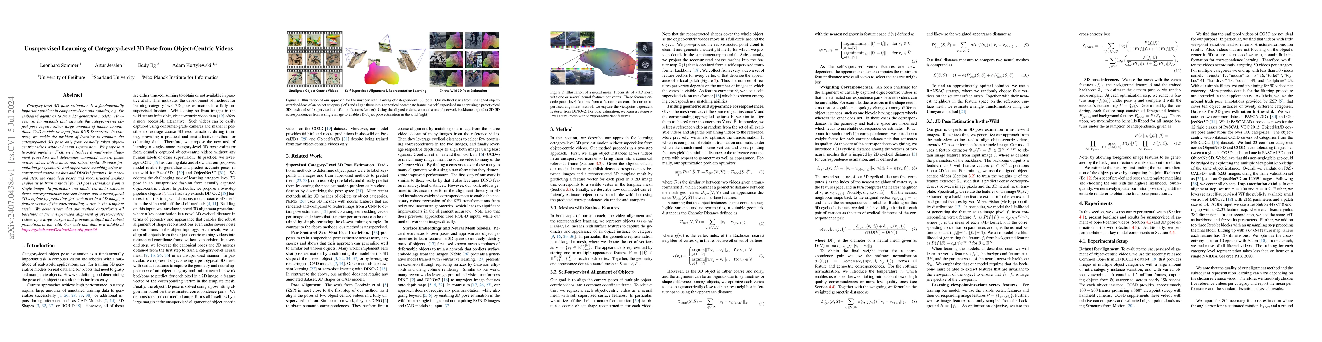 Thumbnail for Unsupervised Learning of Category-Level 3D Pose from Object-Centric
  Videos