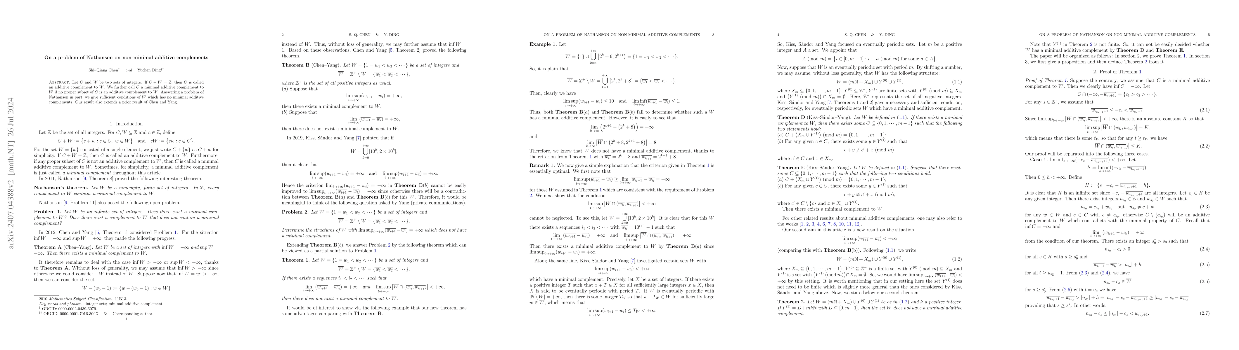 Thumbnail for On a problem of Nathanson on non-minimal additive complements
