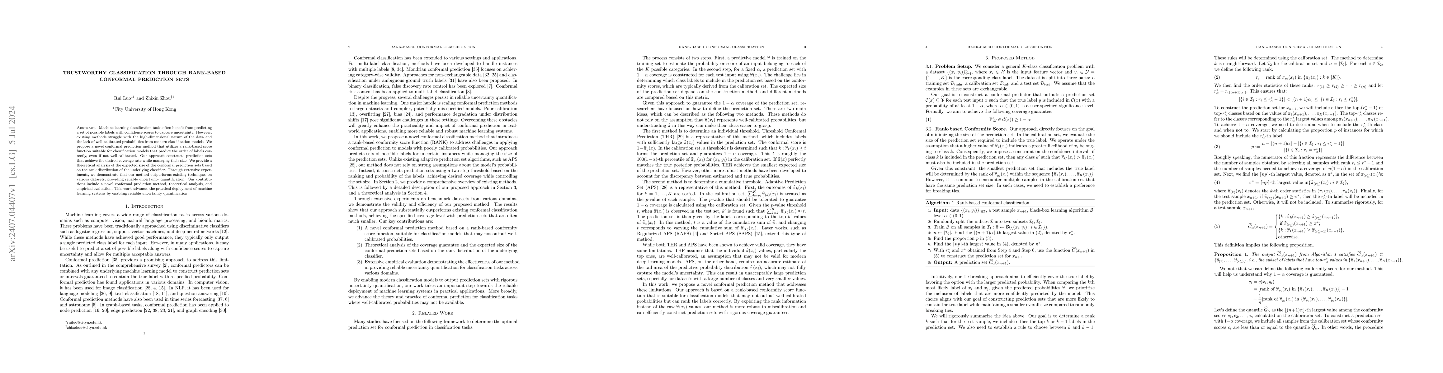 Thumbnail for Trustworthy Classification through Rank-Based Conformal Prediction Sets
