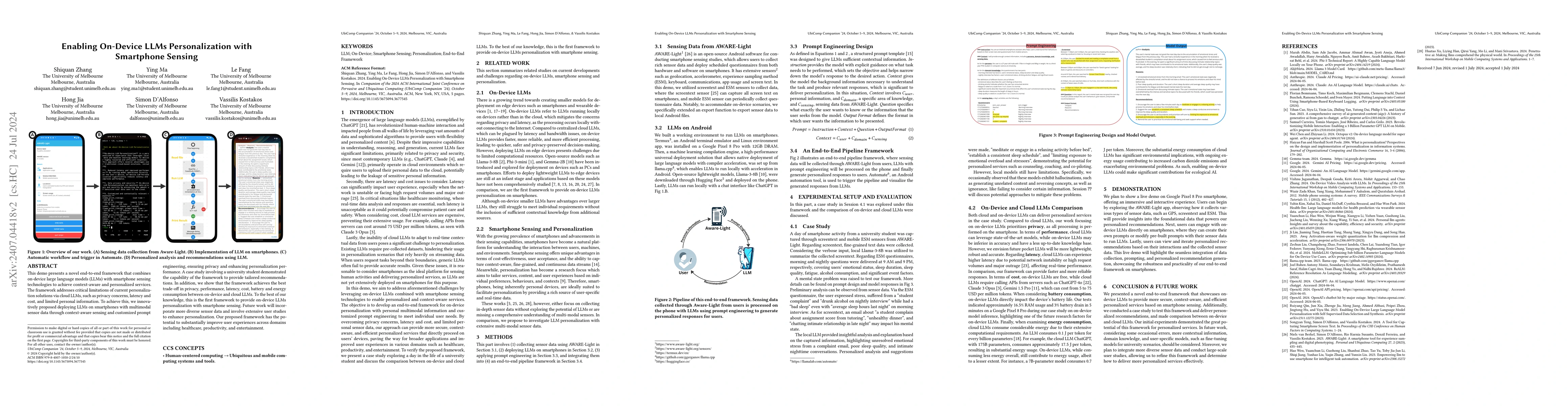 Thumbnail for Enabling On-Device LLMs Personalization with Smartphone Sensing