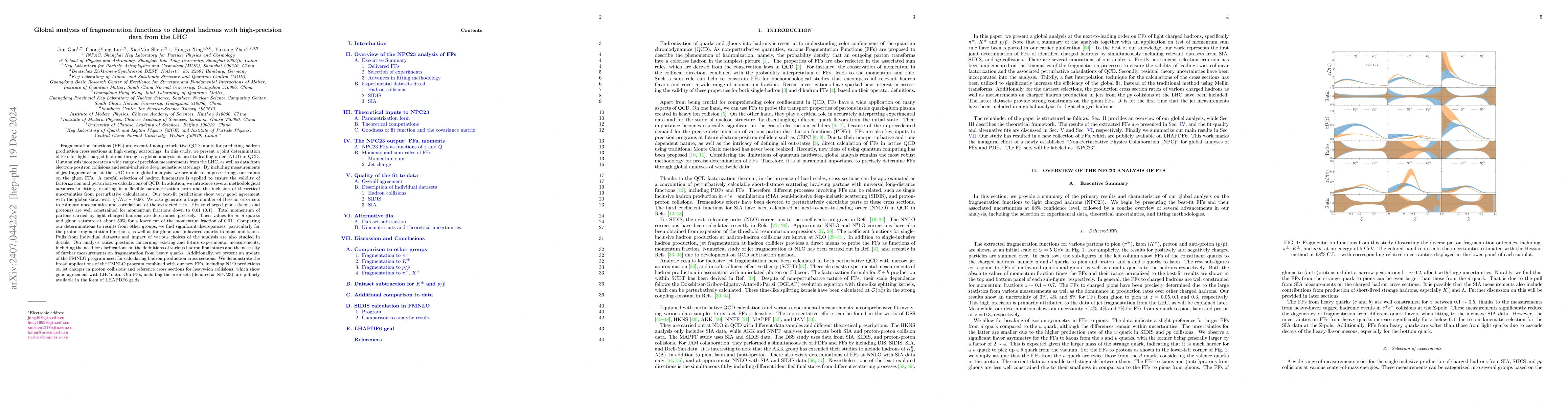 Thumbnail for Global analysis of fragmentation functions to charged hadrons with
  high-precision data from the LHC