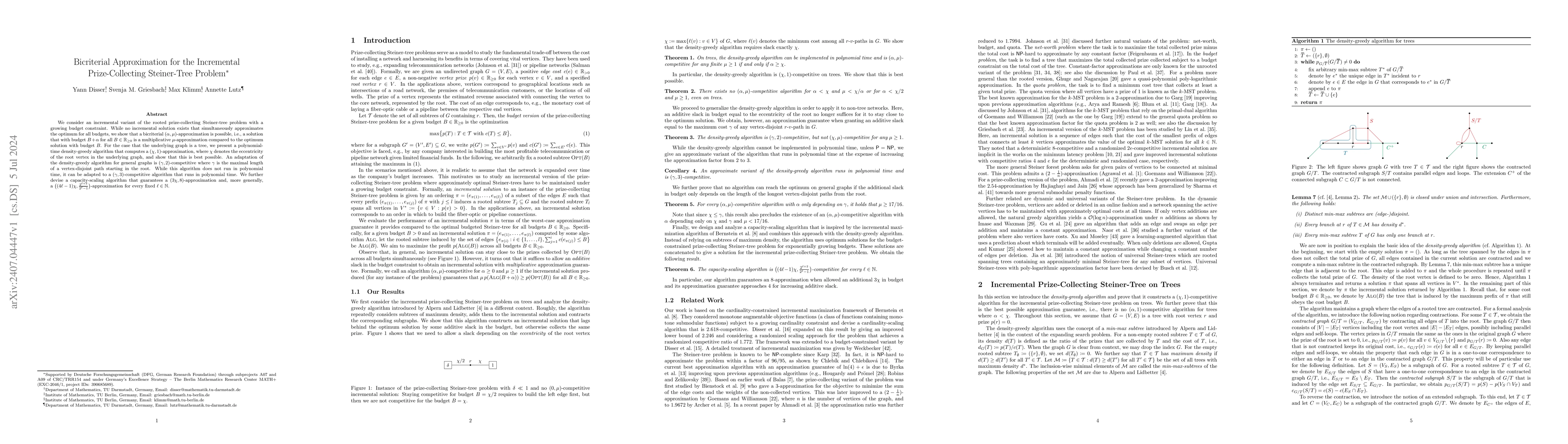 Thumbnail for Bicriterial Approximation for the Incremental Prize-Collecting
  Steiner-Tree Problem