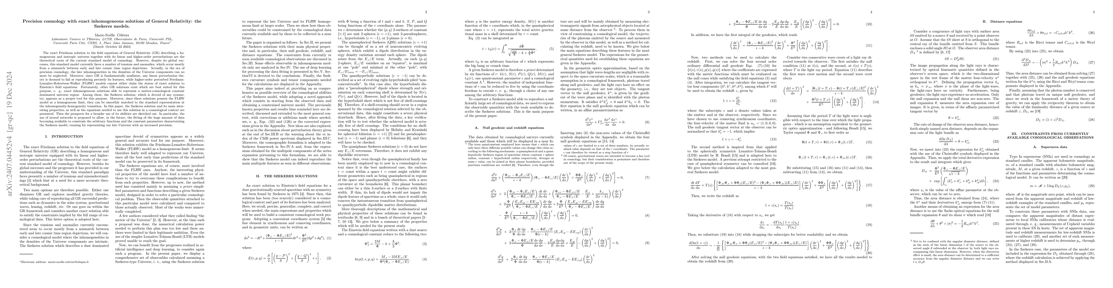 Thumbnail for Precision cosmology with exact inhomogeneous solutions of General
  Relativity: the Szekeres models