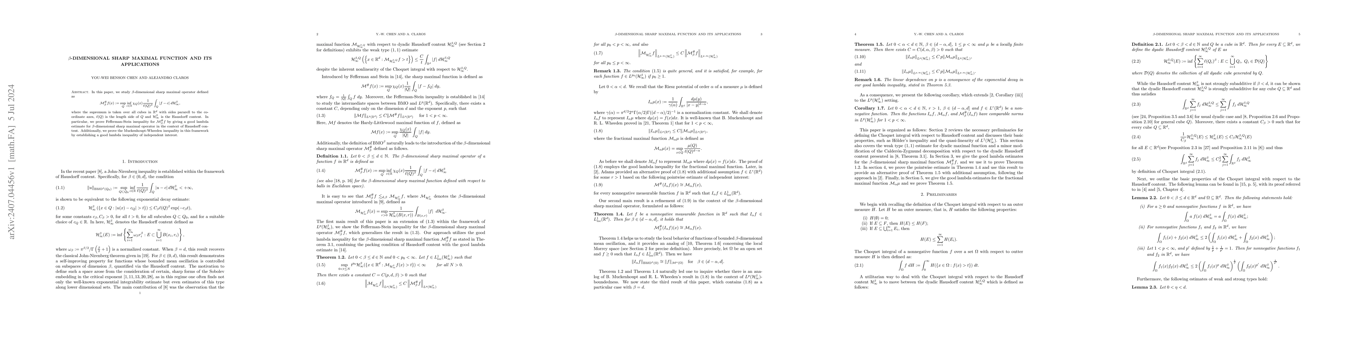 Thumbnail for $β$-dimensional sharp maximal function and applications