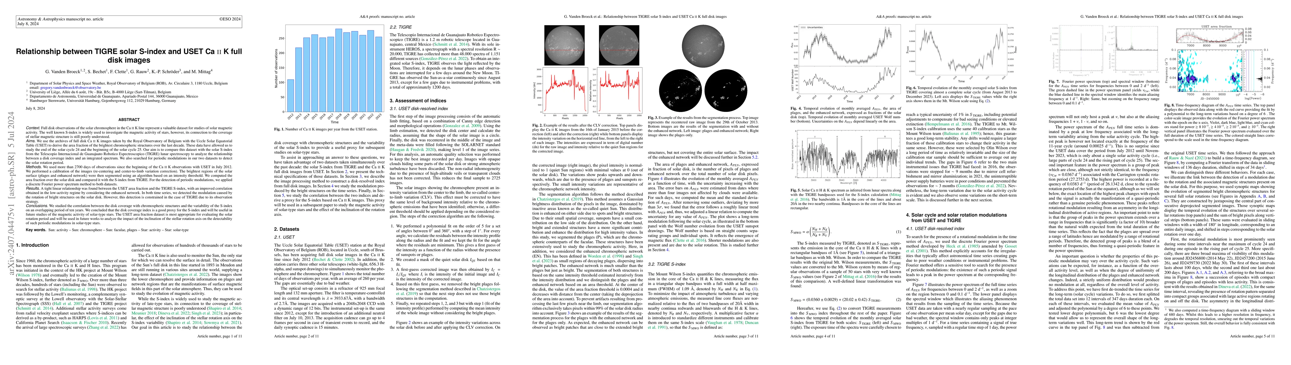 Thumbnail for Relationship between TIGRE solar S-index and USET Ca II K full disk
  images
