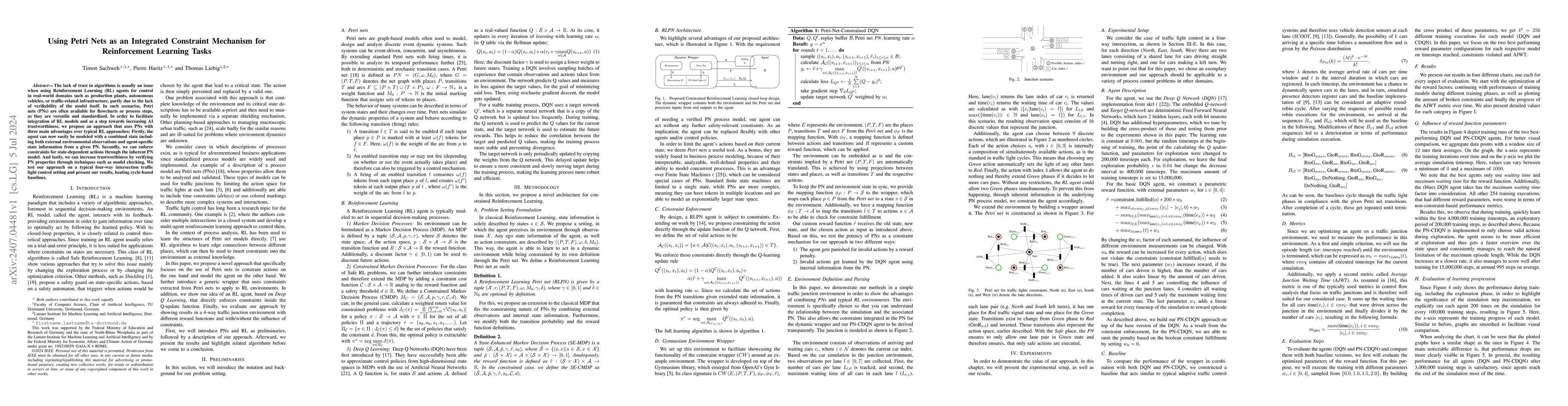 Thumbnail for Using Petri Nets as an Integrated Constraint Mechanism for Reinforcement
  Learning Tasks