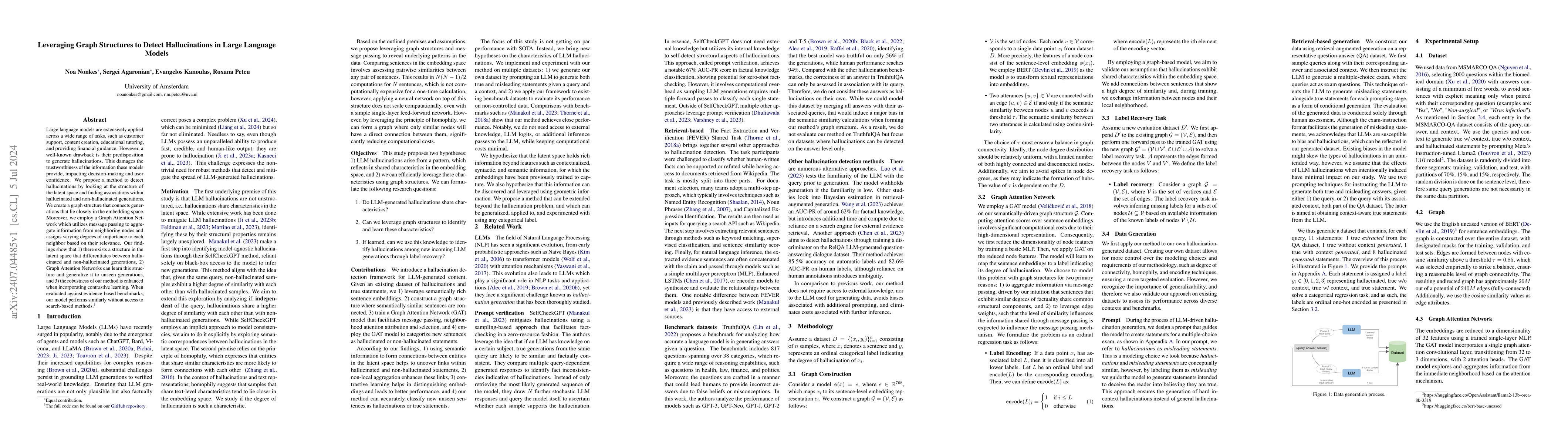 Thumbnail for Leveraging Graph Structures to Detect Hallucinations in Large Language
  Models