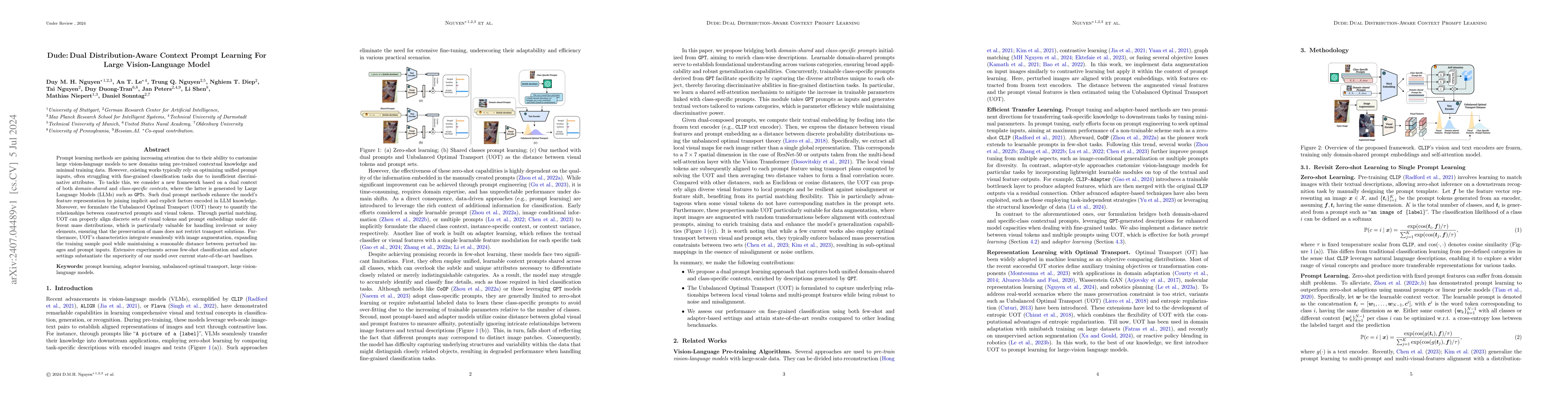 Thumbnail for Dude: Dual Distribution-Aware Context Prompt Learning For Large
  Vision-Language Model