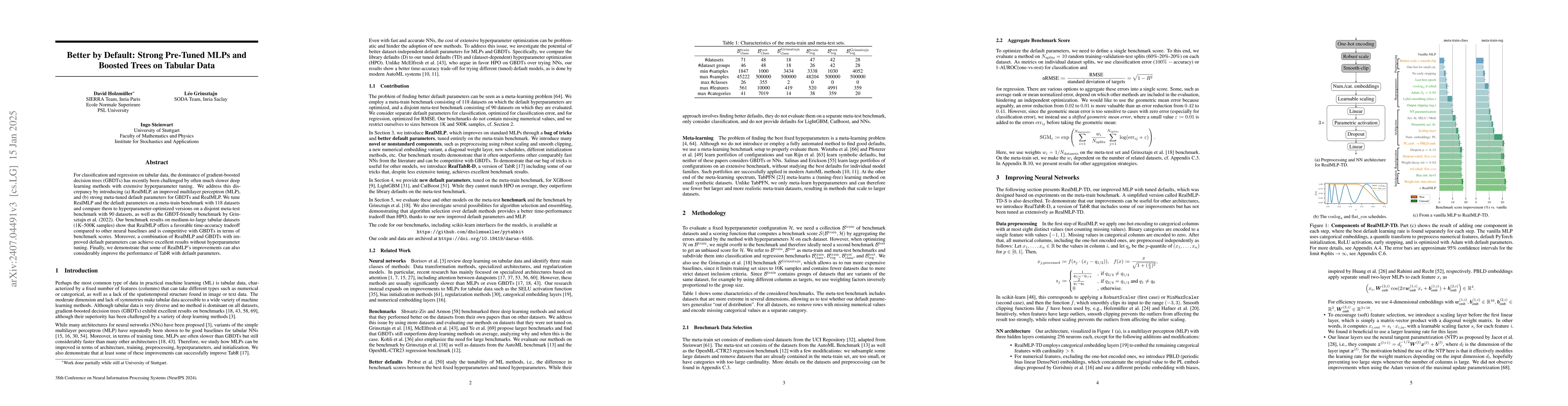 Thumbnail for Better by Default: Strong Pre-Tuned MLPs and Boosted Trees on Tabular
  Data
