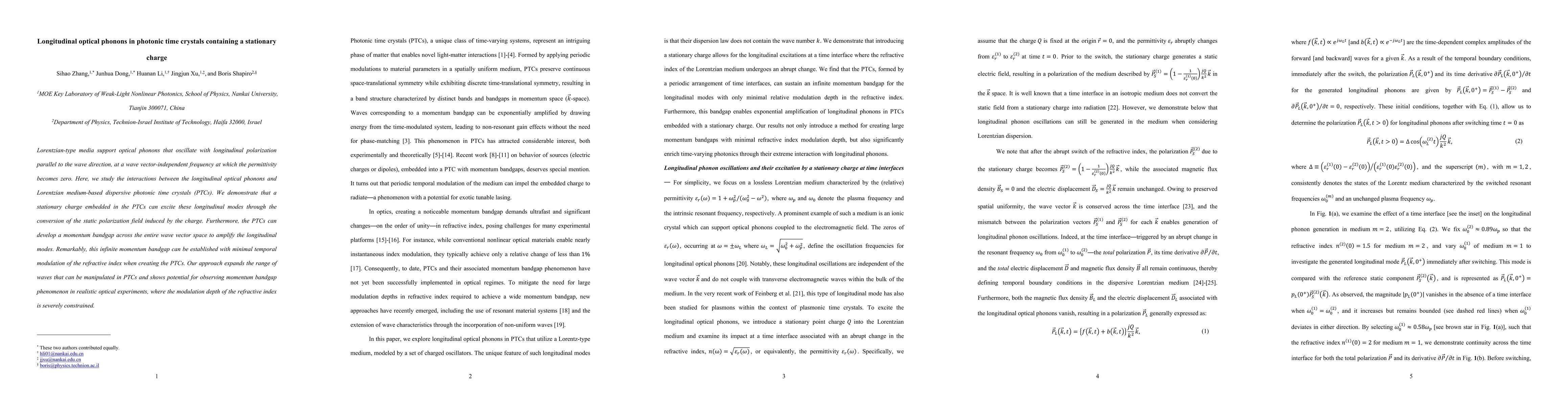 Thumbnail for Longitudinal optical phonons in photonic time crystals containing a
  stationary charge