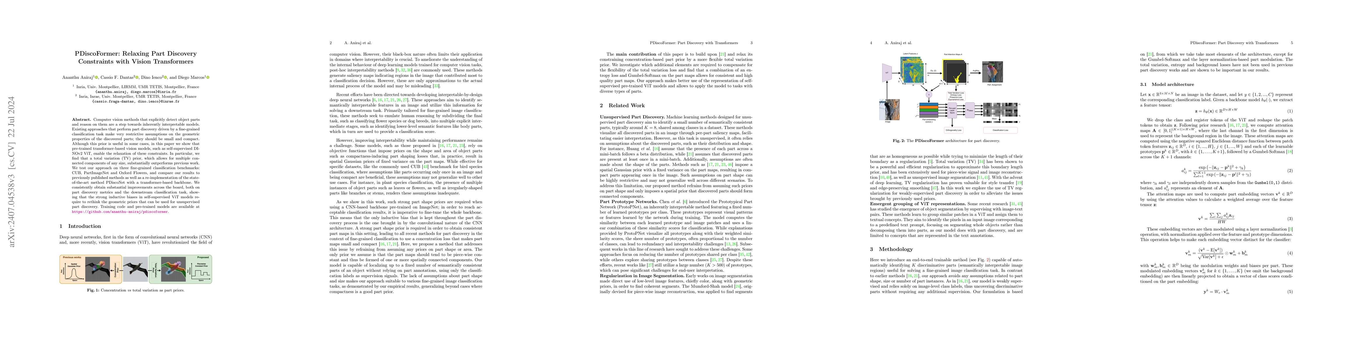 Thumbnail for PDiscoFormer: Relaxing Part Discovery Constraints with Vision
  Transformers