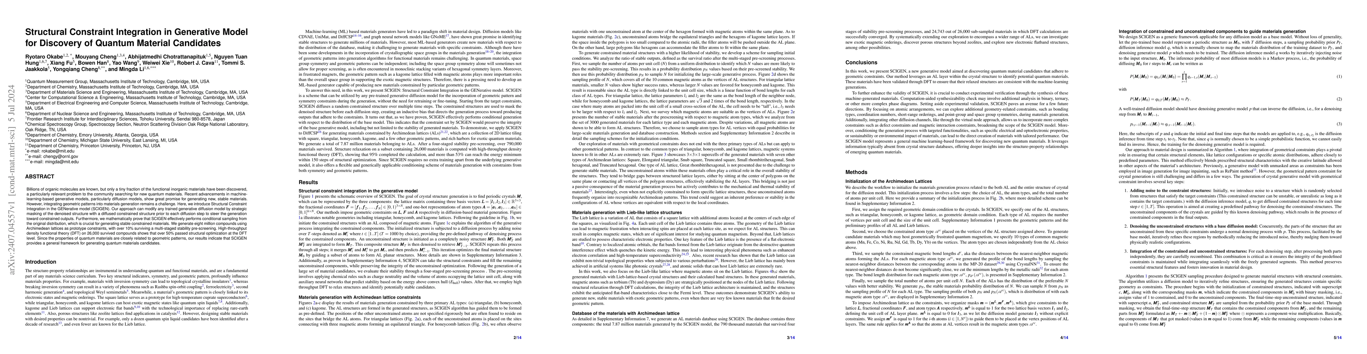 Thumbnail for Structural Constraint Integration in Generative Model for Discovery of
  Quantum Material Candidates