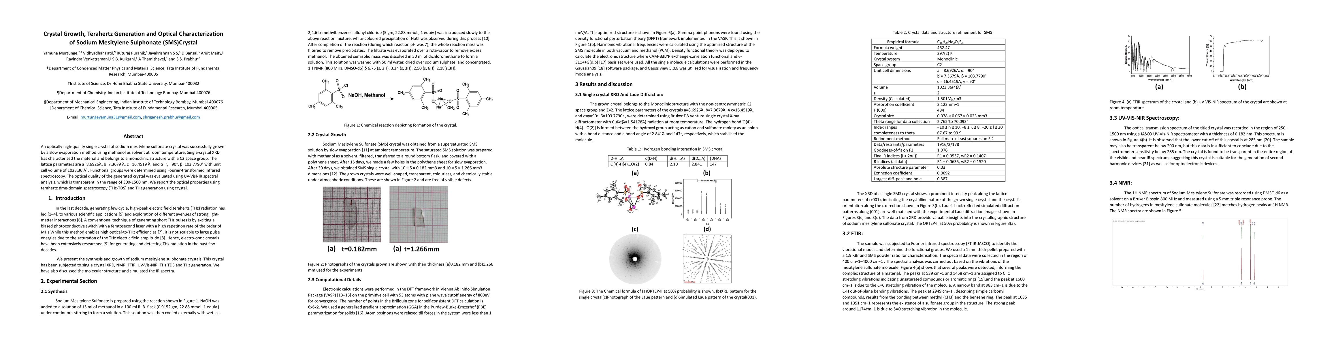 Thumbnail for Crystal Growth, Terahertz Generation and Optical Characterization of
  Sodium Mesitylene Sulphonate (SMS)Crystal