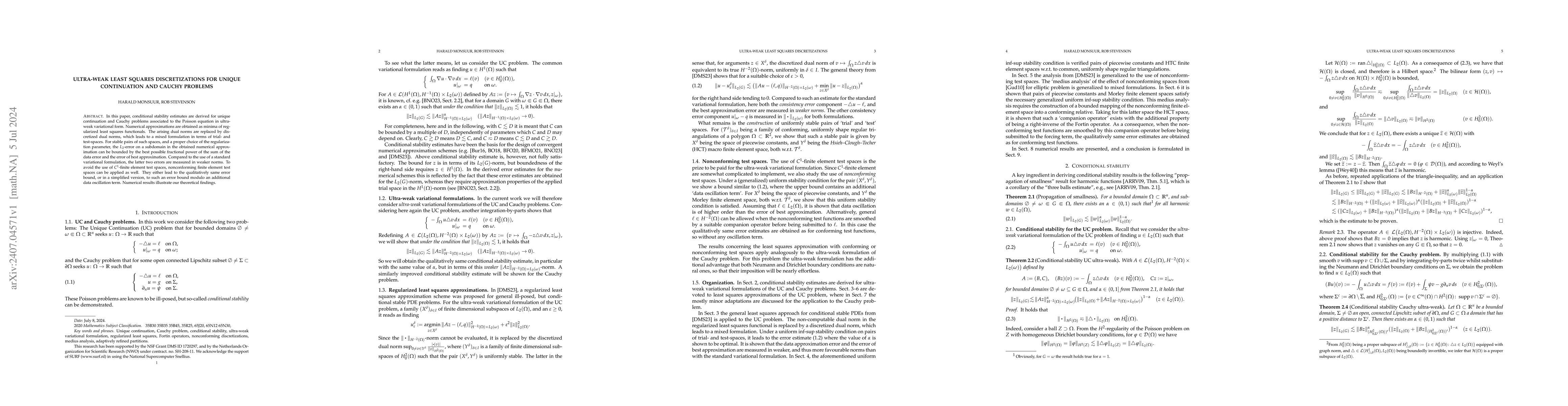 Thumbnail for Ultra-weak least squares discretizations for unique continuation and
  Cauchy problems