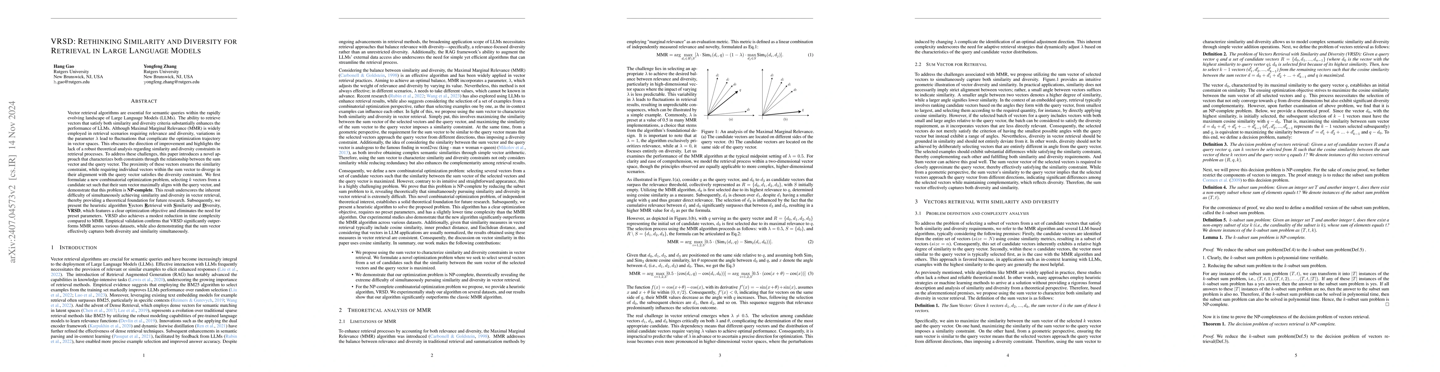 Thumbnail for VRSD: Rethinking Similarity and Diversity for Retrieval in Large
  Language Models