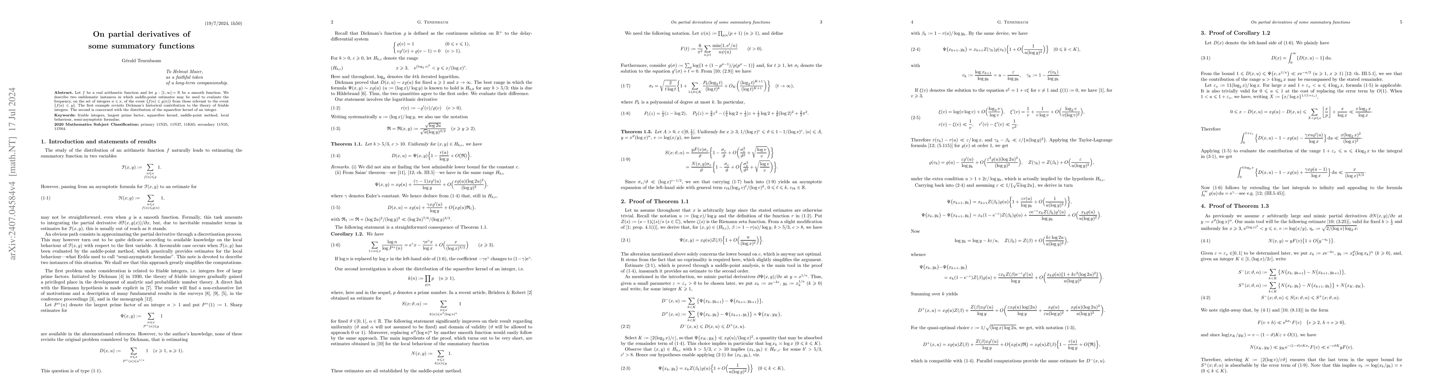 Thumbnail for On partial derivatives of some summatory functions