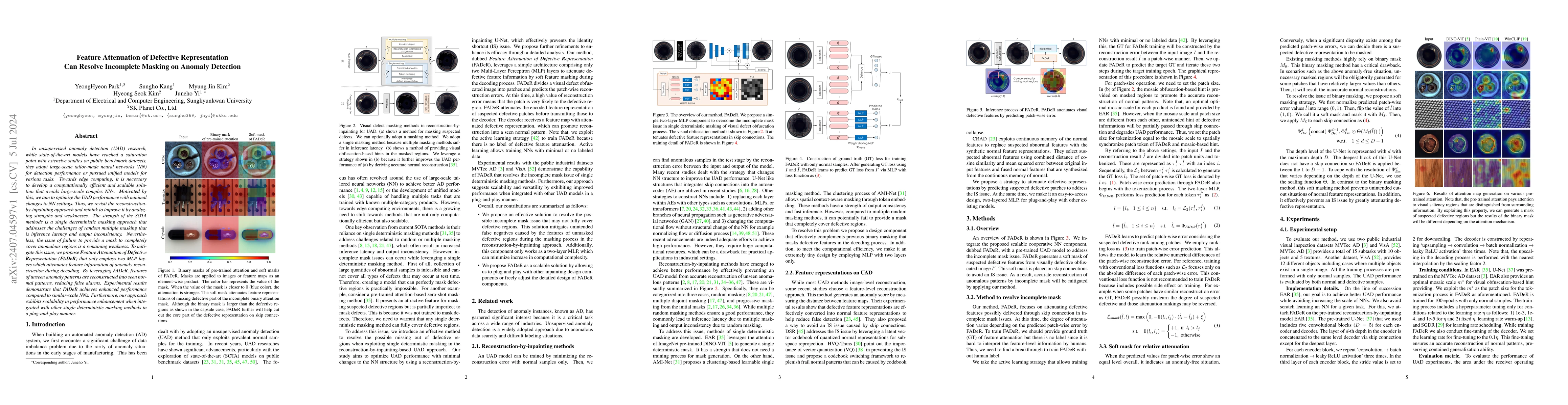 Thumbnail for Feature Attenuation of Defective Representation Can Resolve Incomplete
  Masking on Anomaly Detection