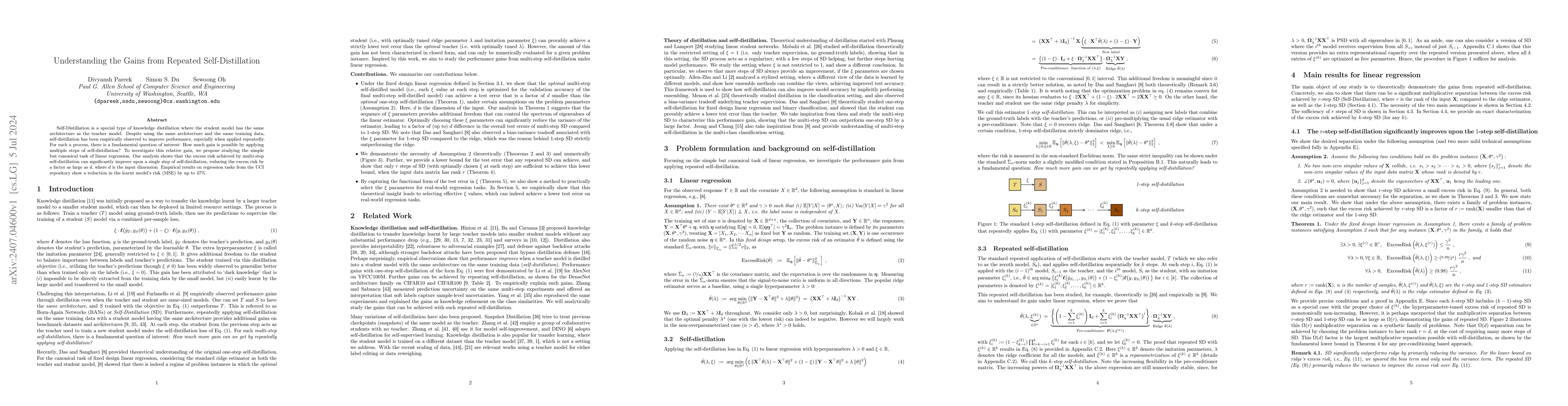 Thumbnail for Understanding the Gains from Repeated Self-Distillation