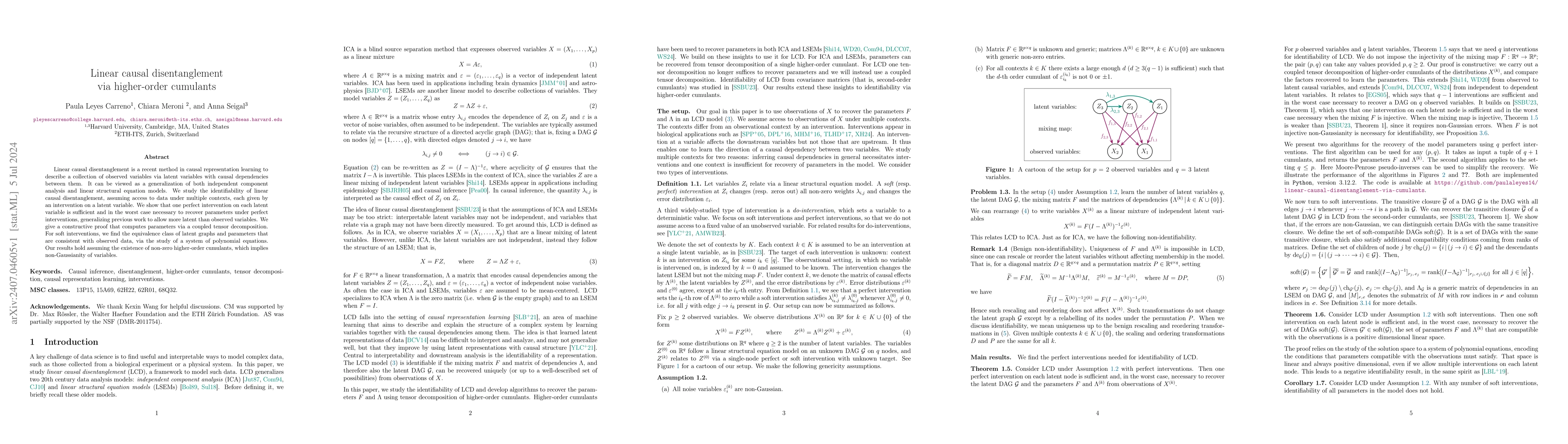 Thumbnail for Linear causal disentanglement via higher-order cumulants