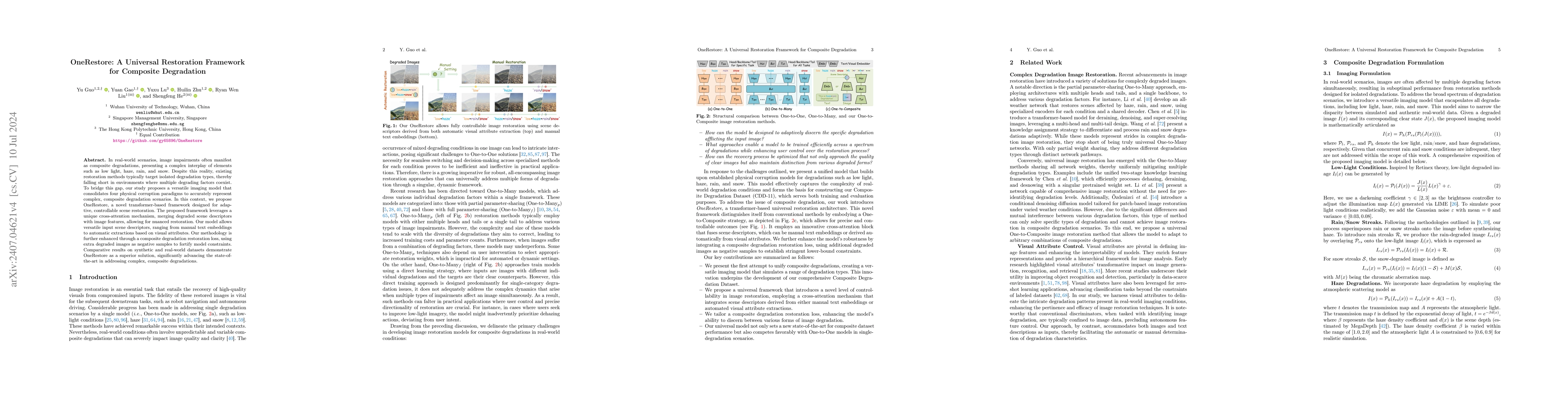 Thumbnail for OneRestore: A Universal Restoration Framework for Composite Degradation