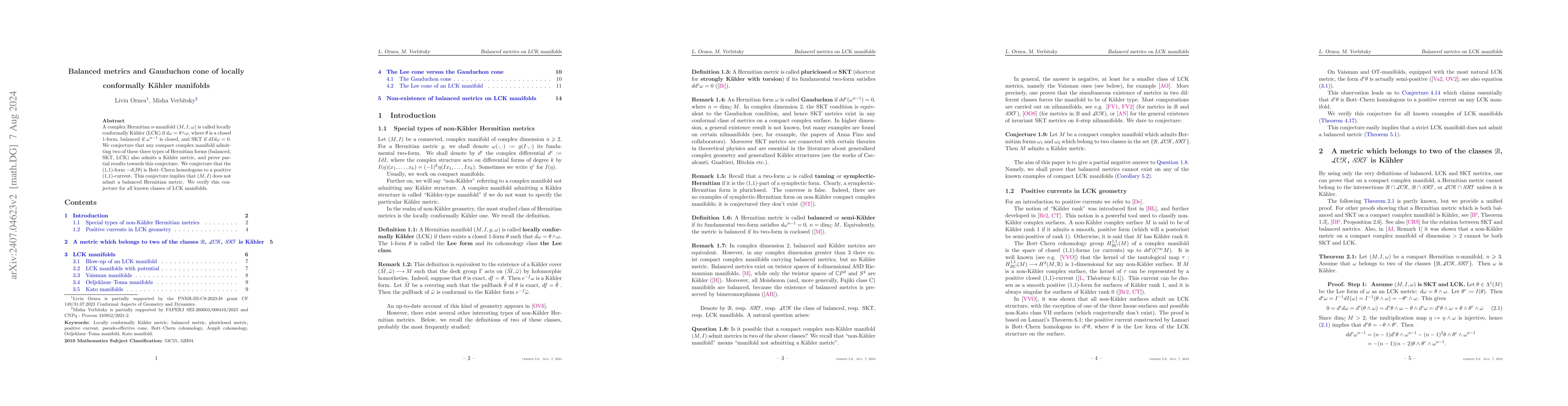 Thumbnail for Balanced metrics and Gauduchon cone of locally conformally Kahler
  manifolds