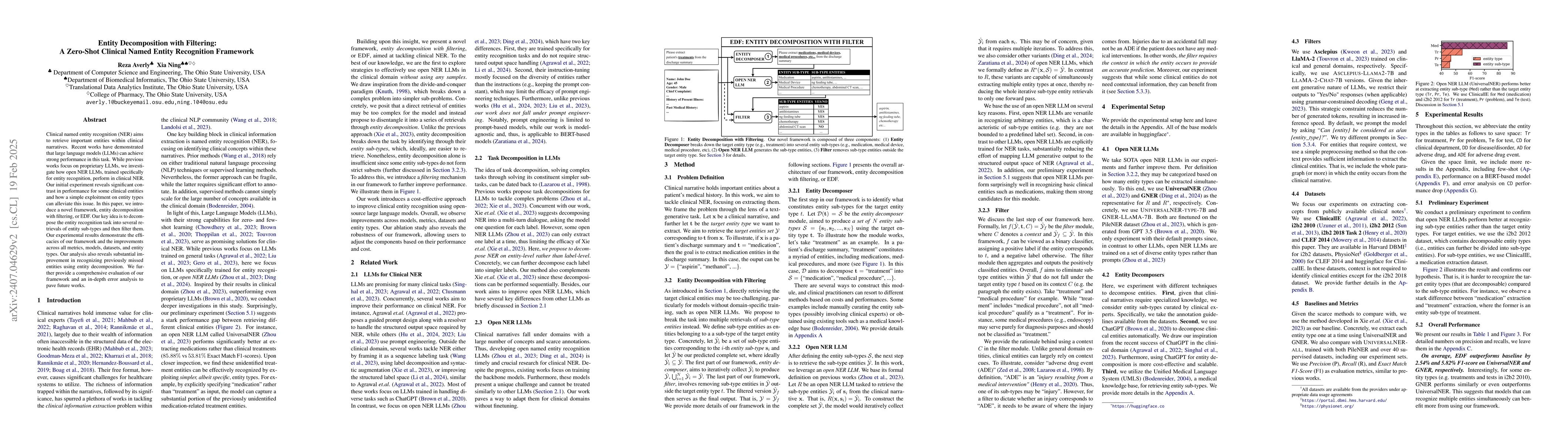 Thumbnail for Entity Decomposition with Filtering: A Zero-Shot Clinical Named Entity
  Recognition Framework