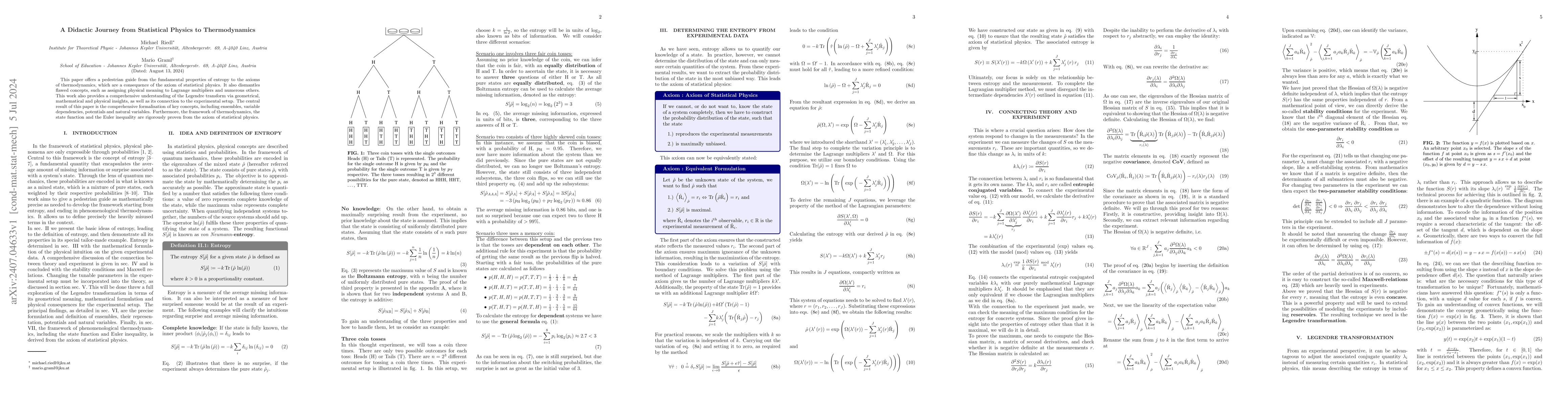 Thumbnail for A Didactic Journey from Statistical Physics to Thermodynamics