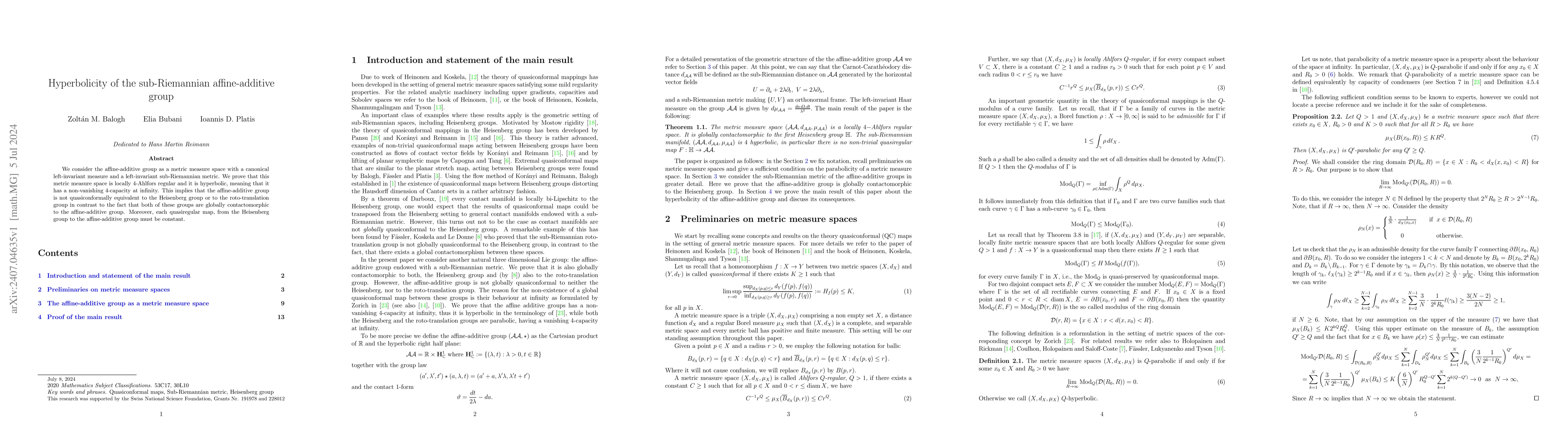 Thumbnail for Hyperbolicity of the sub-Riemannian affine-additive group