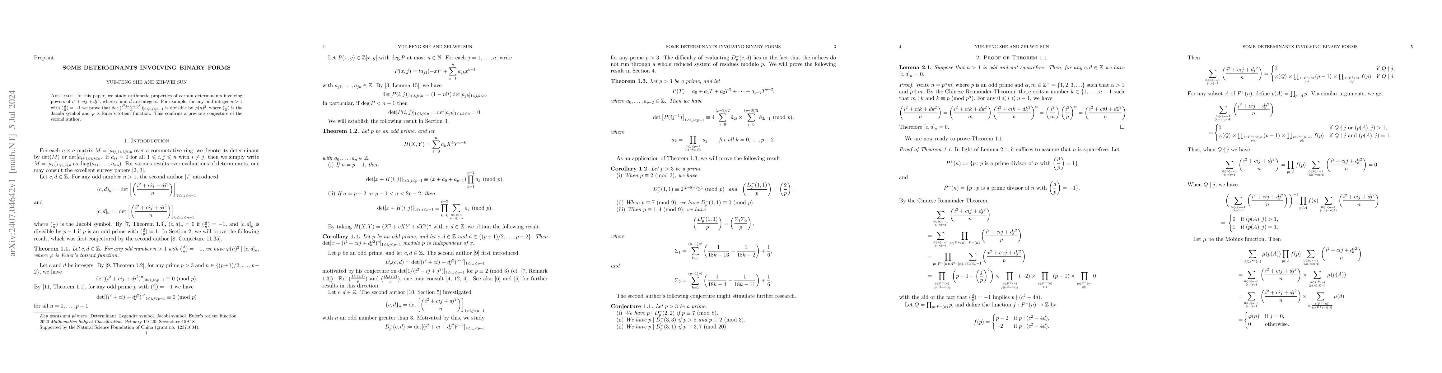 Thumbnail for Some determinants involving binary forms