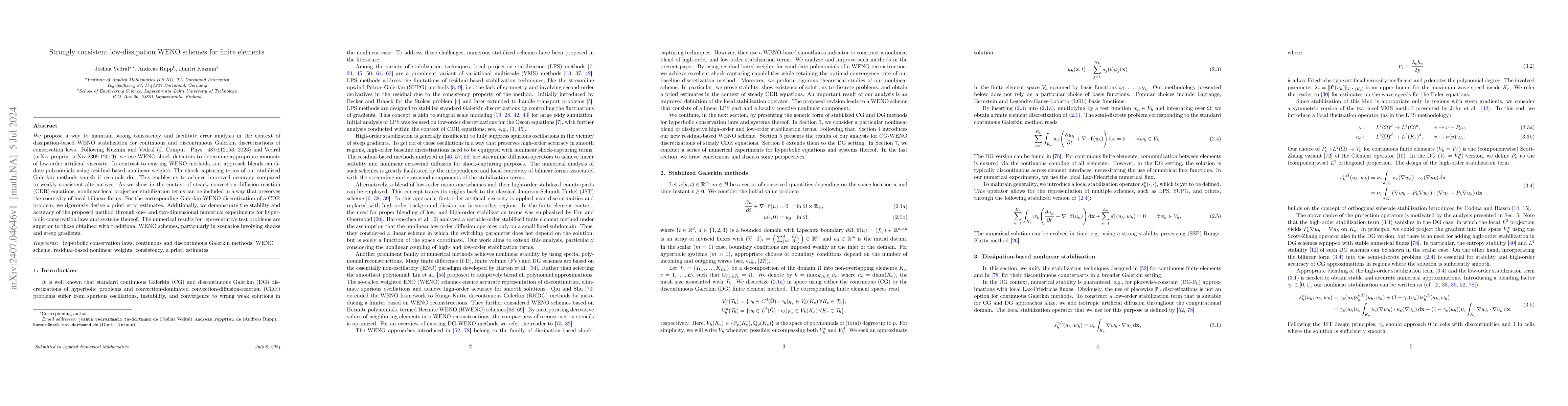 Thumbnail for Strongly consistent low-dissipation WENO schemes for finite elements
