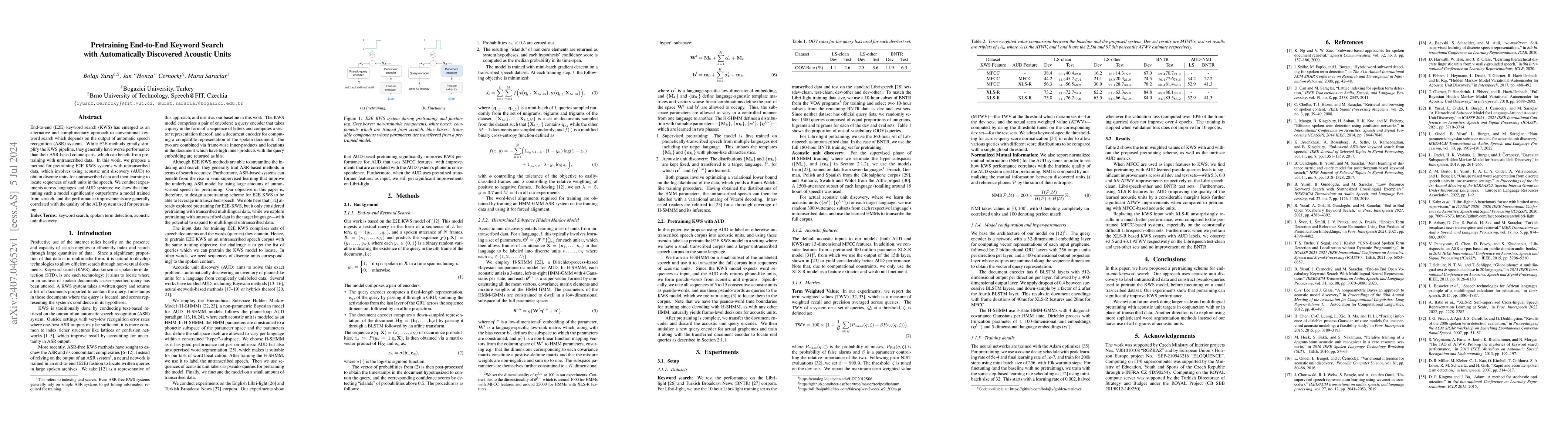 Thumbnail for Pretraining End-to-End Keyword Search with Automatically Discovered
  Acoustic Units