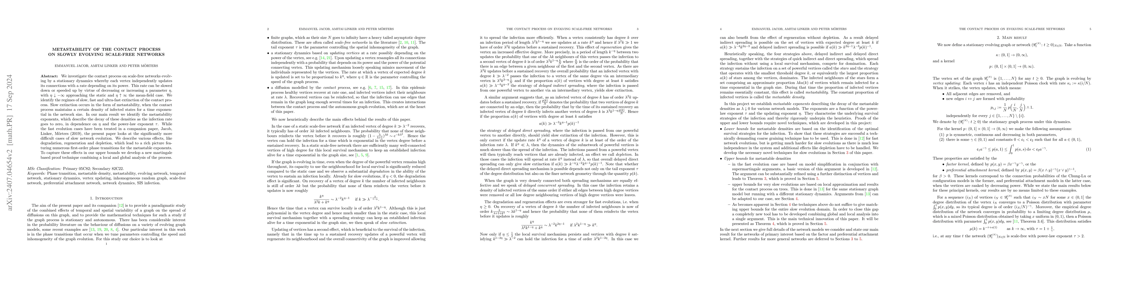 Thumbnail for Metastability of the contact process on slowly evolving scale-free
  networks