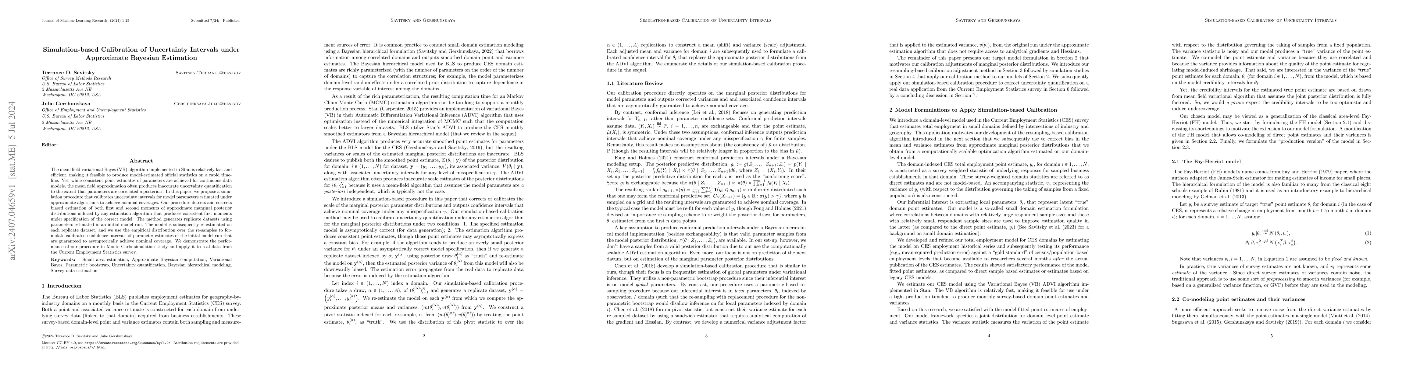 Thumbnail for Simulation-based Calibration of Uncertainty Intervals under Approximate
  Bayesian Estimation