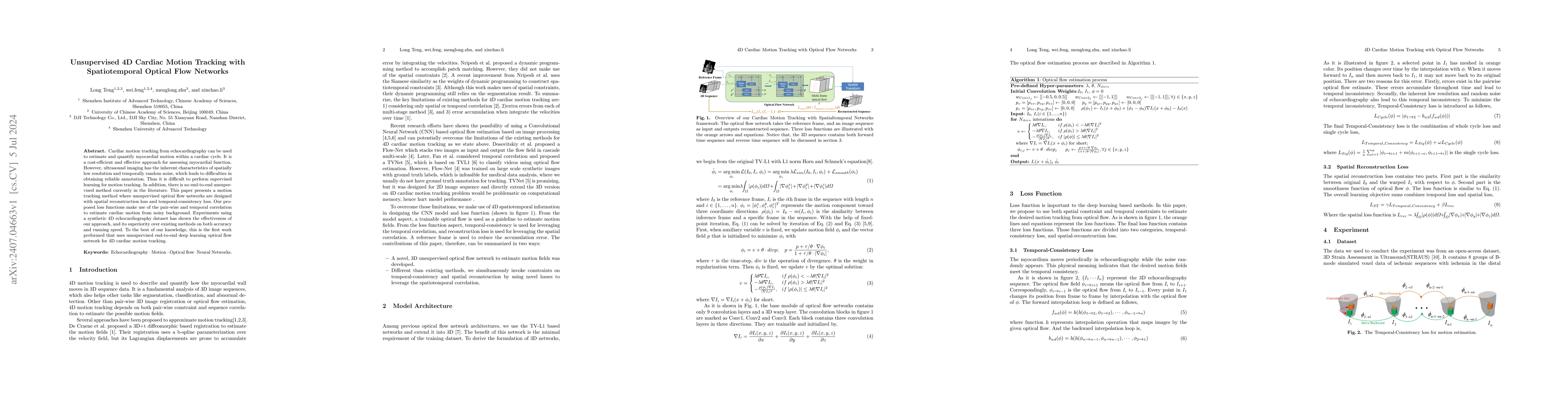 Thumbnail for Unsupervised 4D Cardiac Motion Tracking with Spatiotemporal Optical Flow
  Networks