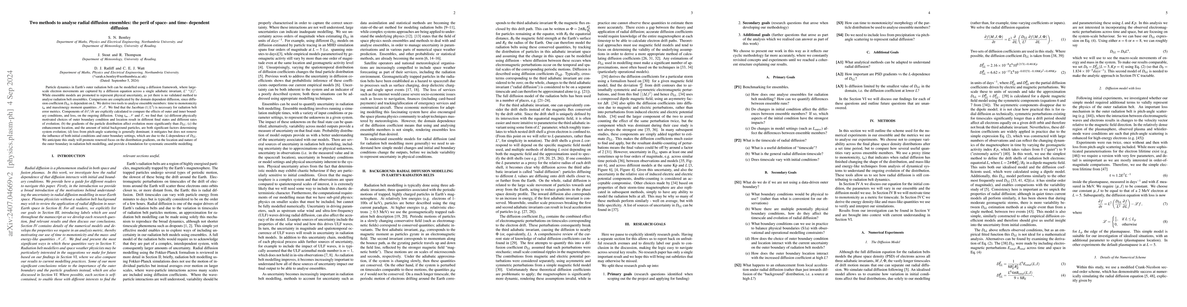 Thumbnail for Two methods to analyse radial diffusion ensembles: the peril of space-
  and time- dependent diffusion
