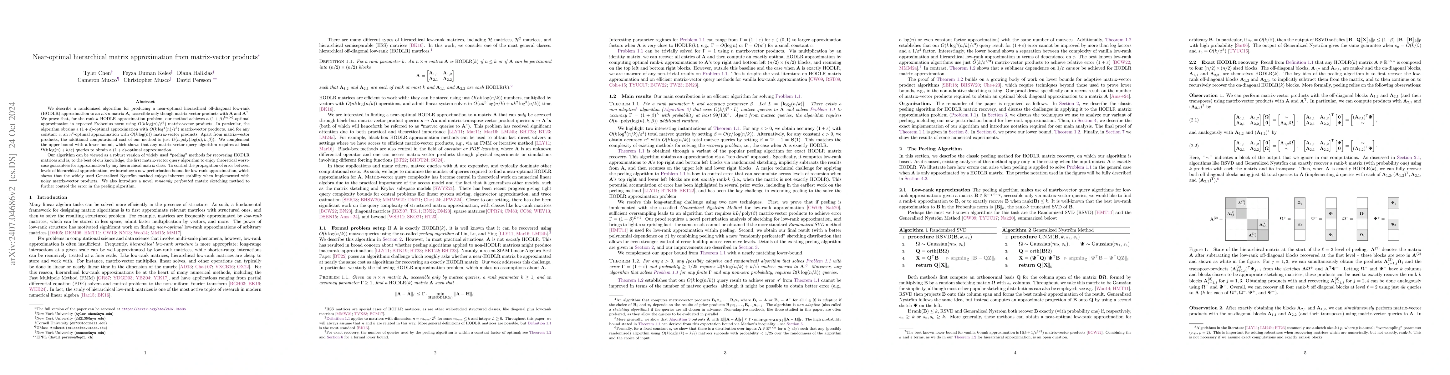 Thumbnail for Near-optimal hierarchical matrix approximation from matrix-vector
  products