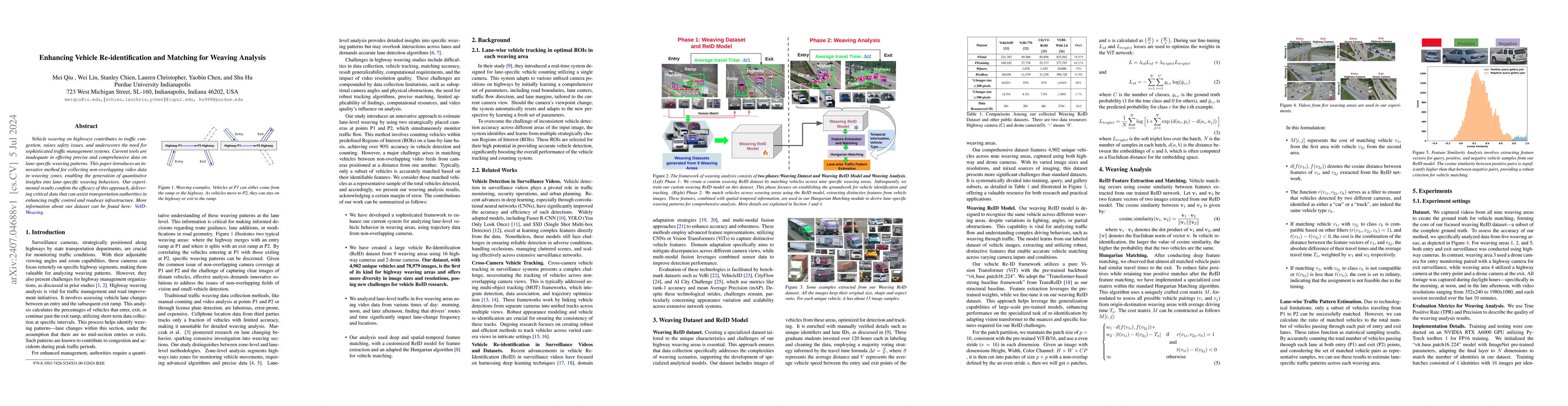 Thumbnail for Enhancing Vehicle Re-identification and Matching for Weaving Analysis