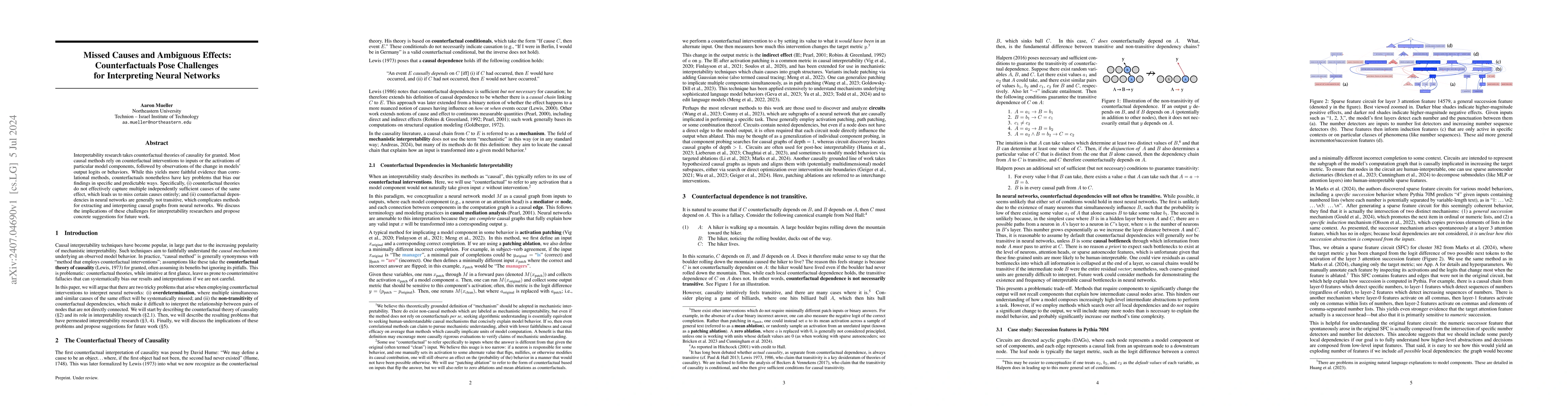 Thumbnail for Missed Causes and Ambiguous Effects: Counterfactuals Pose Challenges for
  Interpreting Neural Networks