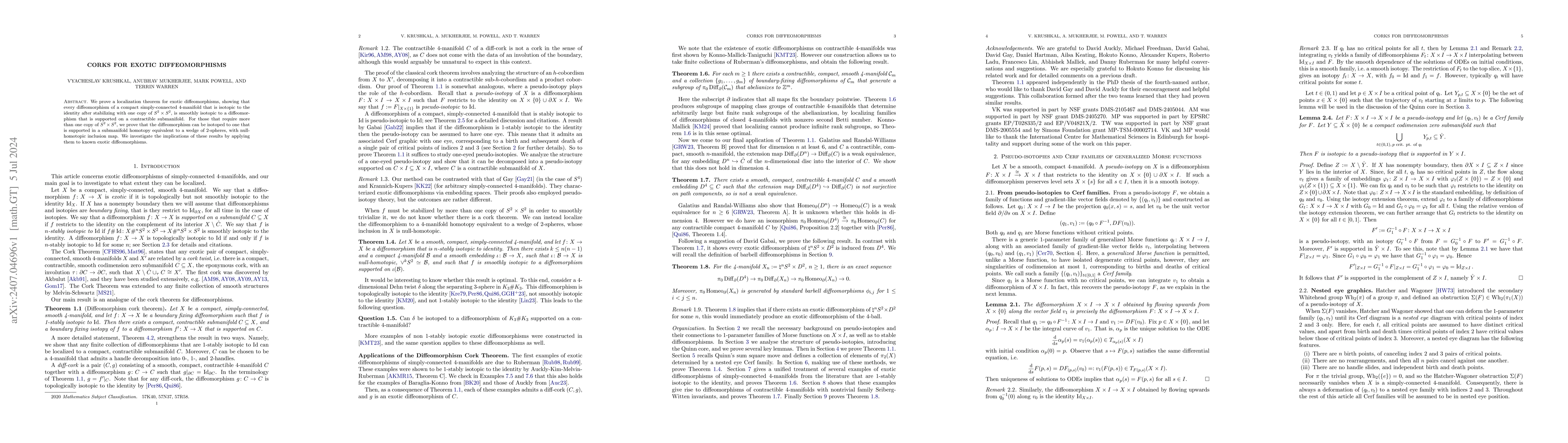 Thumbnail for Corks for exotic diffeomorphisms