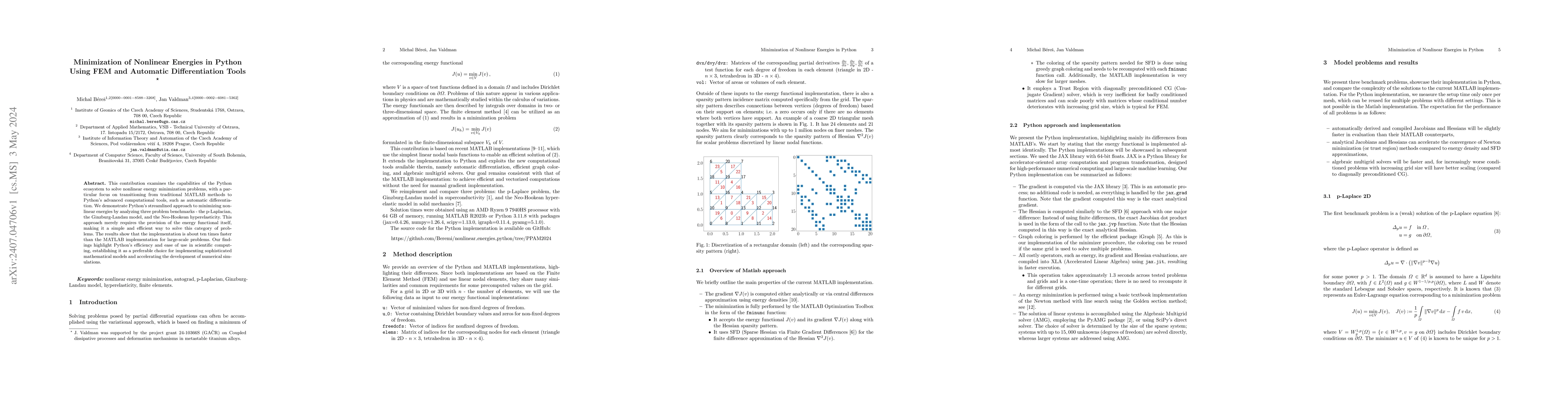 Thumbnail for Minimization of Nonlinear Energies in Python Using FEM and Automatic
  Differentiation Tools