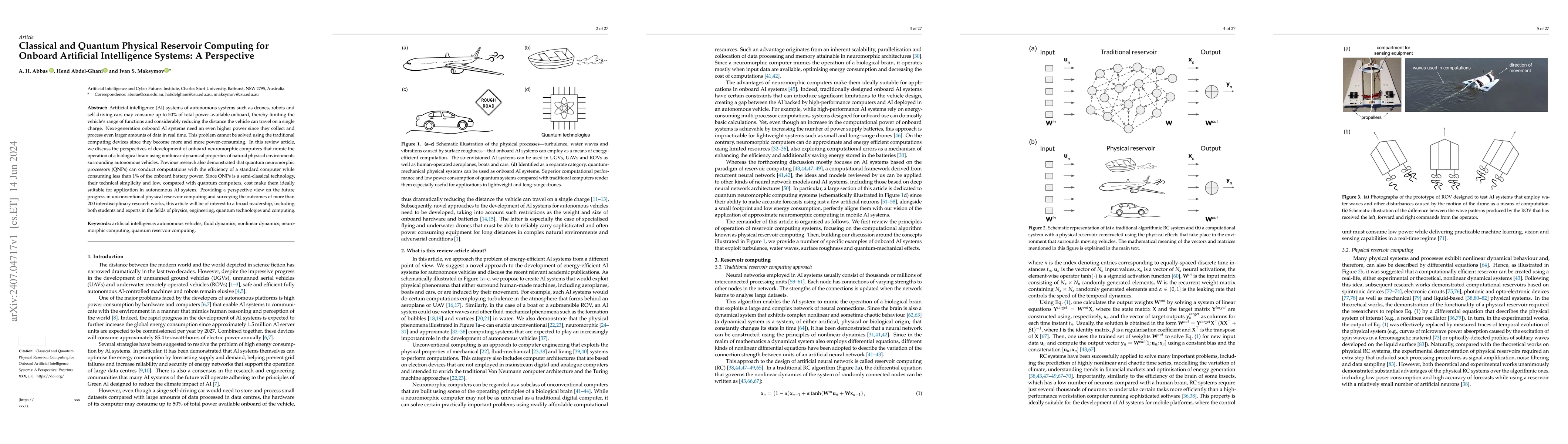 Thumbnail for Classical and Quantum Physical Reservoir Computing for Onboard
  Artificial Intelligence Systems: A Perspective
