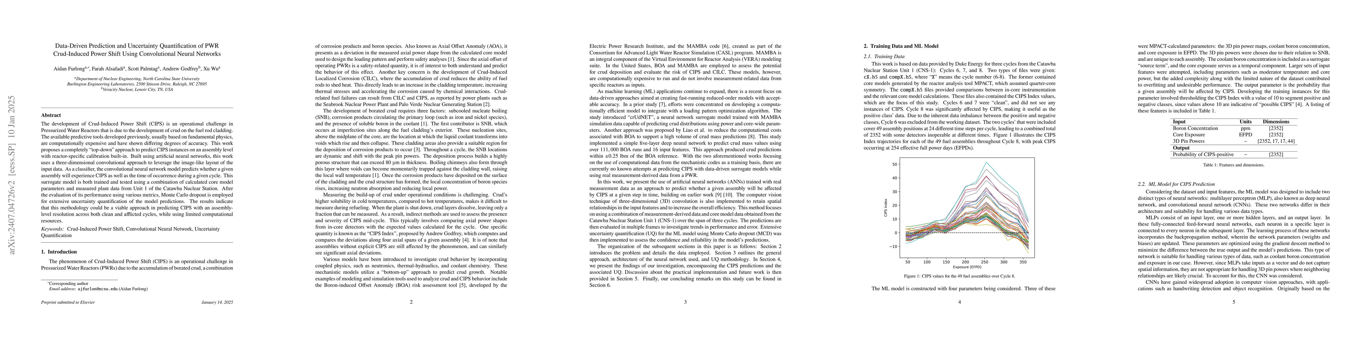 Thumbnail for Data-Driven Prediction and Uncertainty Quantification of PWR
  Crud-Induced Power Shift Using Convolutional Neural Networks