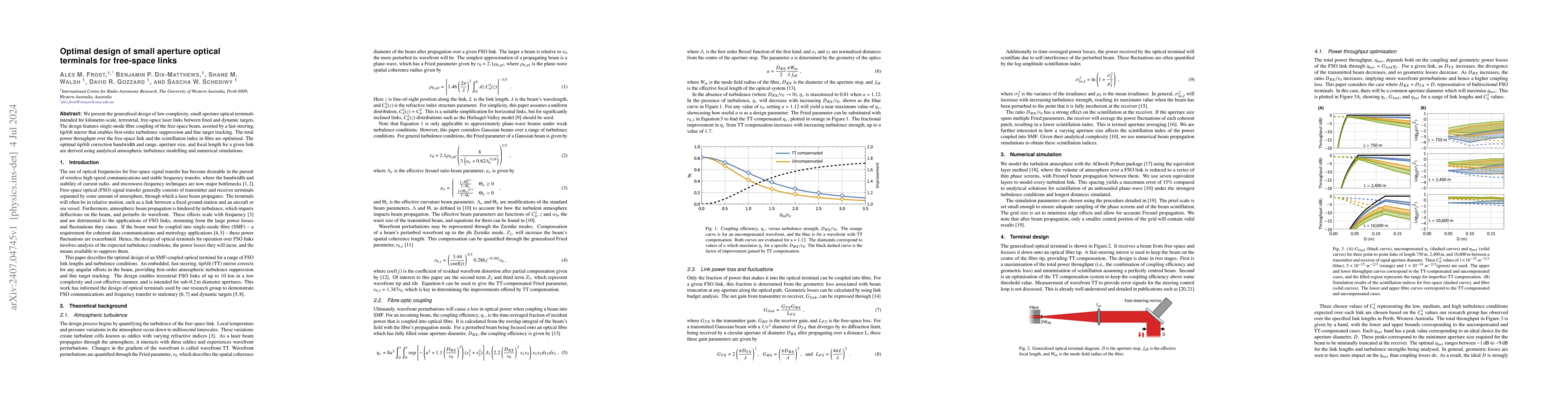 Thumbnail for Optimal design of small aperture optical terminals for free-space links